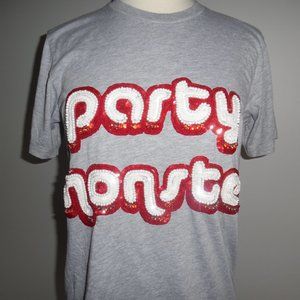 Au jour le jour Party Monster Embellished Sequins Crystals Beaded T-shirt Top‎